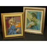 Carmel Cauchi (bn. 1927) Madonna signed, pastel sketch, 24cm x 19cm; a similar print (2)