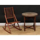 A folding campaign/travelling rocking chair, by Field of Birmingham, stamped, 86cm high (open), 47cm