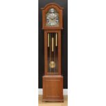 A contemporary George III style Hermle longcase clock, arched dial inscribed Tempus Fugit, 170cm