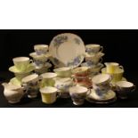 A pair of Royal Albert Serena pattern cups and tea plates, one saucer; other Staffordshire part