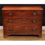 A George/William IV mahogany chest, rectangular top with moulded edge above three long graduated