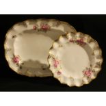 A Royal Crown Derby Pinxton Roses pattern rectangular serving platter, 37cm, printed mark, second; a