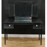 An Art Deco inspired mirrored dressing table, triptych mirror, 136.5cm high, 121cm wide, 51cm deep