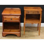 A Bevan Funnell lamp table, 68.5cm high, 44cm wide, 31cm deep; a Ducal pine bedside cabinet, 64cm