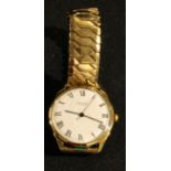 A gentleman's gold plated Sekonda watch, USSR, AU 20, white dial, Roman numerals, centre seconds,