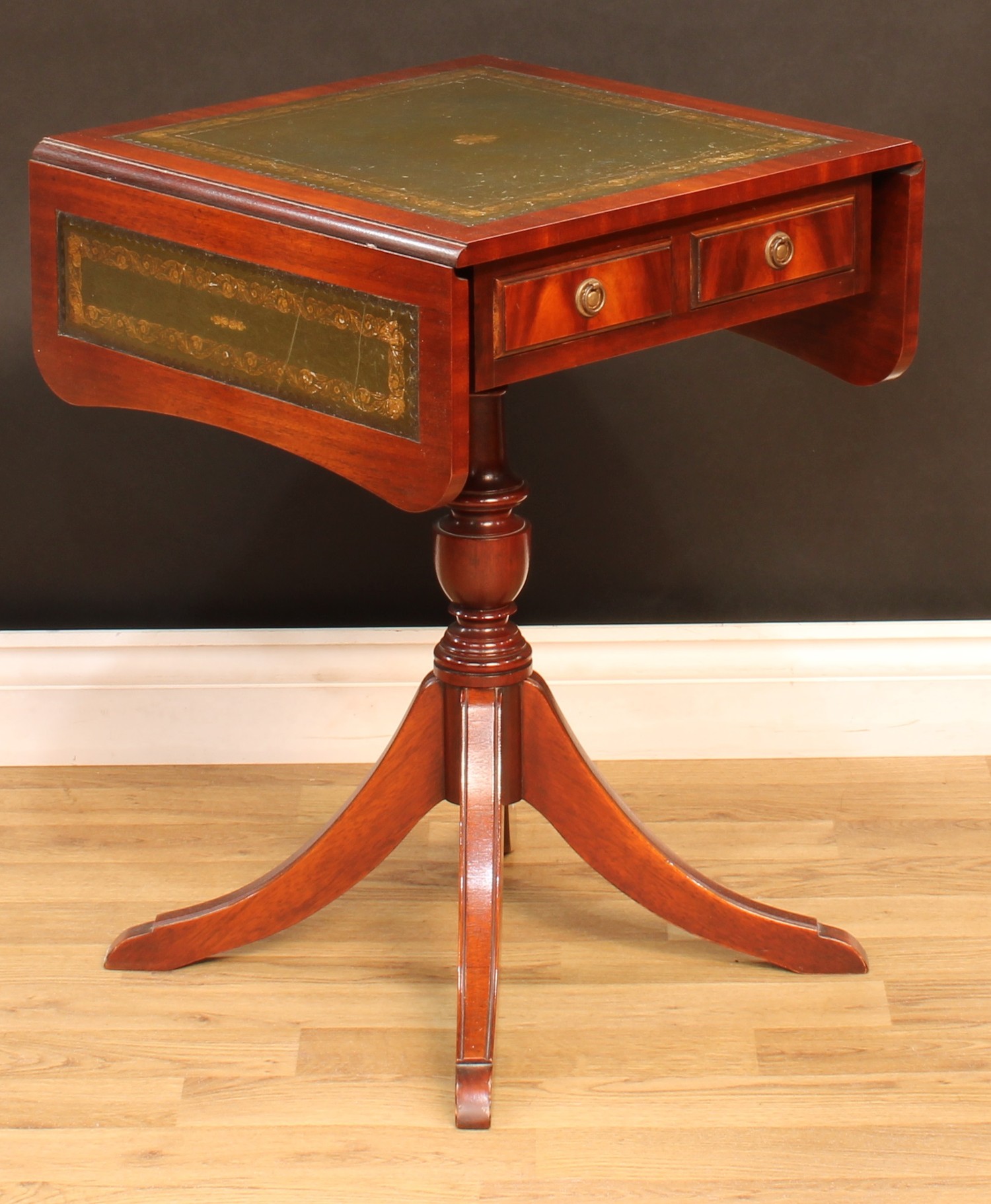 A Regency style dropleaf occasional table; a similar revolving bookcase; three-tier etagere; side - Image 3 of 9