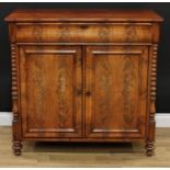 A 19th century mahogany low chiffonier or side cabinet, hipped rectangular top above a serpentine