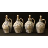 A set of four Scottish Buchan Stoneware flagons, Portobello, Whisky, Gin, Sherry and Brandy, 22cm,
