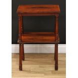 A 'William IV' rosewood two-tier occasional table, rectangular plateaux, turned supports and legs,