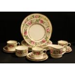 A Royal Worcester Royal Garden pattern part dinner and coffee service, dinner plates, cups and