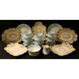 A Staffordshire Royal Dresden pattern dessert service, transfer printed with floral garlands on a