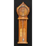 A Victorian oak Admiral Fitzroy barometer, architectural case, 104cm long, c.1890