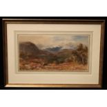 William Bennett R.W.S (1811-1871) Driving the Catttle through the heather signed, watercolour,