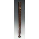 Police History - a 19th century turned and painted hardwood truncheon, inscribed in gilt CS,