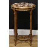 A pietra dura and giltwood centre table, in the Neo-Classical taste, circular top inlaid with an