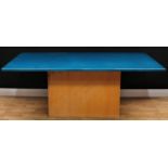 An enamelled lava stone dining table, rectangular top, associated base, 72.5cm high, 180.5cm long,