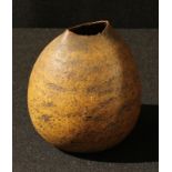 Studio Pottery - Joanna Constantinidis, a raiku glazed ovoid vase, 10cm