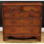 A Regency mahogany chest, slightly oversailing top above two short and three long graduated