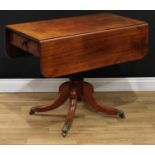 A 19th century mahogany Pembroke table, rounded rectangular top with fall leaves above two frieze