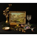 Boxes and Objects - a pair of 19th century brass silhouette mantel models, of boots; a gilt metal