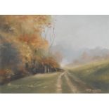 Mary Wastie (bn. 1935) A Cornish Lane in Autumn signed, oil on canvas, 30cm x 40cm; another, Misty