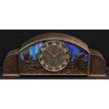 A French Art Deco pendule luminescente mantel clock, 63cm wide