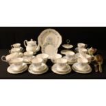 A Colclough tea set for ten, printed with blue cornflowers, pattern number 8454; etc