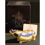 A Royal Crown Derby paperweight, Hippopotamus, Gold backstamp, limited edition 110/2,500, gold