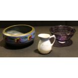 An Art pottery bowl; a Denby art glass bowl; a Copenhagen jug (3)