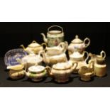 A Limoges teapot; others, Chinese famille vert; Victorian Staffordshire; Paragon Victoriana Rose and