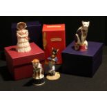 A Royal Worcester candle snuffer, Nelson Cat, boxed; another, Giles Cat, boxed; a Bronte for Goviers