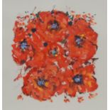 Tony Brodrick Poppies signed, oil on paper, 50cm x 48cm