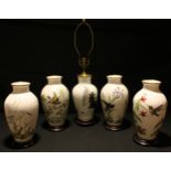 Franklin Porcelain - a Cranes of Happiness table lamp; The Marshland bird vase; The Meadowland