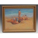 George Halstead Figues on a Beach signed, oil on board, 29cm x 39cm; others (7)