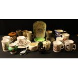 A Maling lustre bowl, 6328; a Wedgwood Fallow Deer jug; commemorative; Art Pottery mugs; etc