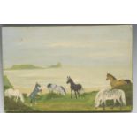 M** Henderson (20th century) Horses by the Rhassili Bay and Wormshead signed with initials, dated