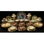 A set of six Royal Worcester coffee cups and saucers; Spode part tea service including cups,