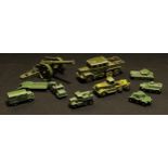 Toys - unboxed military diecast models including Dinky Supertoys, Lesney, Crescent and Britains (9)