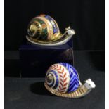 A Royal Crown Derby paperweight, Garden Snail, limited edition, 3,345/4,500, signed, gold stopper,