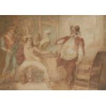 English School (19th century) Falstaff in a Tavern watercolour, 40cm x 56cm