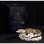 A Royal Crown Derby paperweight, Crocodile, specially commissioned gold signature edition, gold