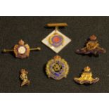 A collection of six Royal Engineers enamel badges, Goerge V, and George VI, (6).