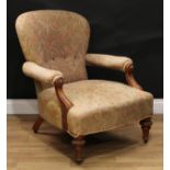 A Victorian oak library chair, by Johnstone and Jeanes, 67 New Bond Street, London, stamped,