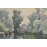 H R Williams (20th century) The Park Pond signed, watercolour, 35cm x 52cm