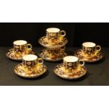 A Royal Crown Derby 2451 pattern Imari coffee set, comprised of 12 pieces; 6 coffee cups and 6