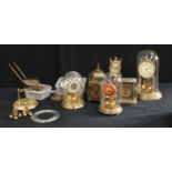 Horology - a 19th century style lantern clock, perpetual dome clocks, parts, a gravity clock, etc