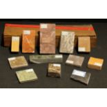 Geology - a collection of marble specimens, each sample with paper label, pine box