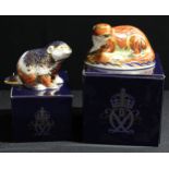 A Royal Crown Derby paperweight, Riverbank Beaver, limited edition, 684/5,000, signed, gold stopper,