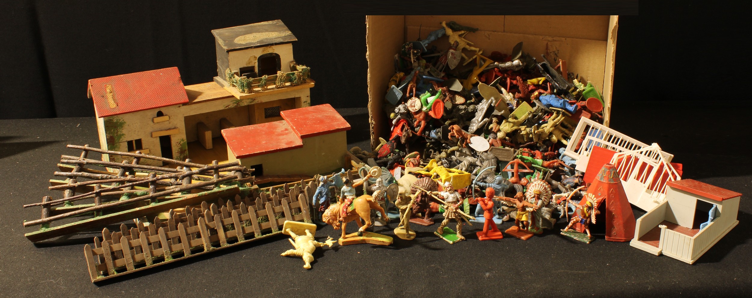 Toys and Juvenalia - a collection of plastic figures including Crescent, Lone Star, Kellogg's; other