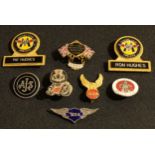 Motorcycle Interest - enamel badges, AJS, BSA, British Motorcycle Racing Club 1962; Belle Vue